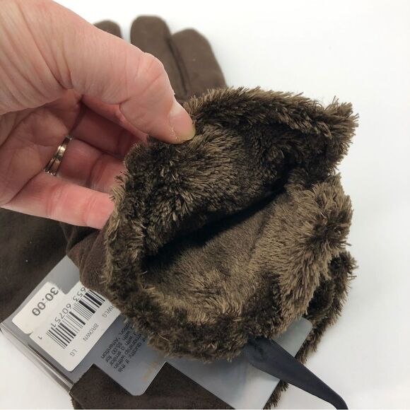 Isotoner Brushed Microfiber Gloves Brown Womens Large NWT - Picture 6 of 8